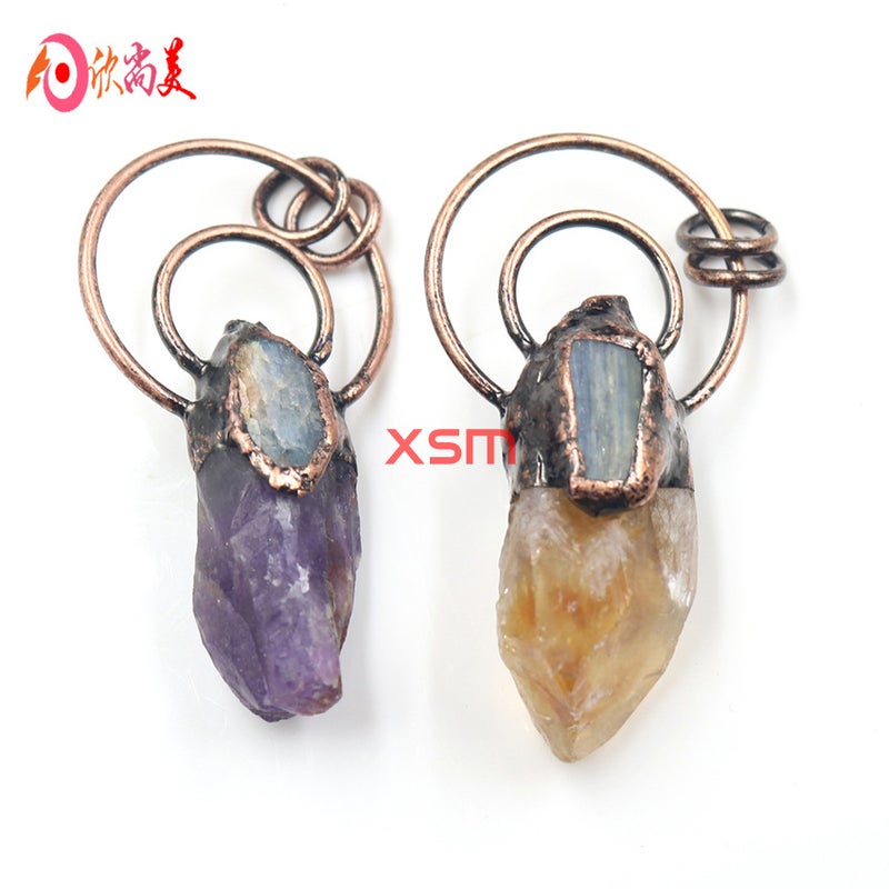 Jewelry Retro Amethyst Citrine Personalized Dance Punk Hip-Hop Boys And Girls Pendant Necklace Jewelry - Image 2
